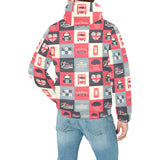 British Pattern Print Design 05 Men's Padded Hooded Jacket
