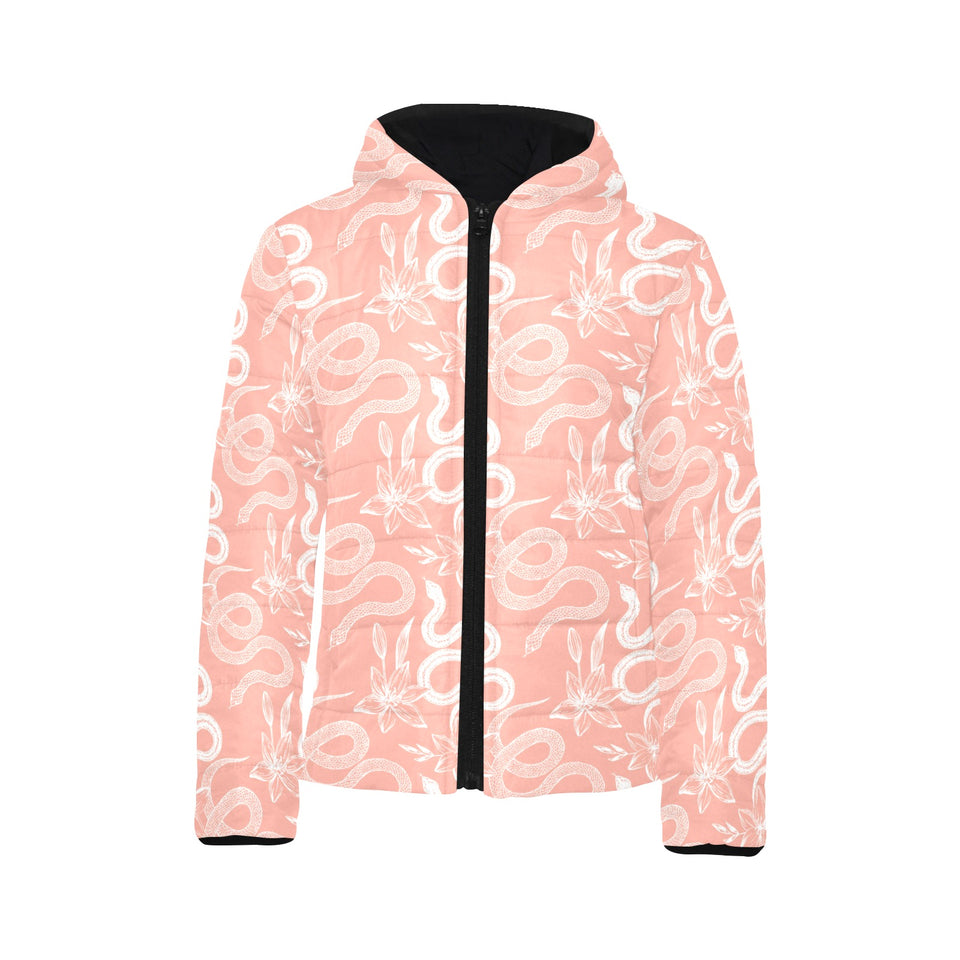 Snake lilies flower pattern Kids' Boys' Girls' Padded Hooded Jacket