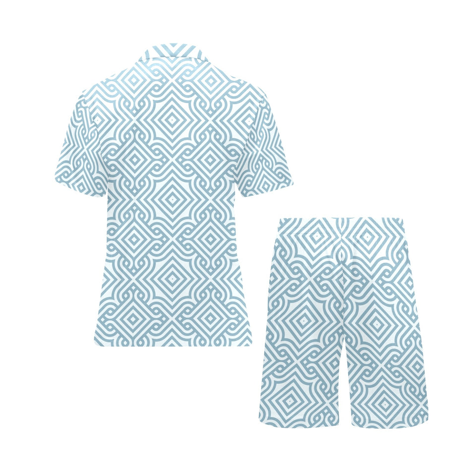 arabic pattern Men's V-Neck Short Pajama Set