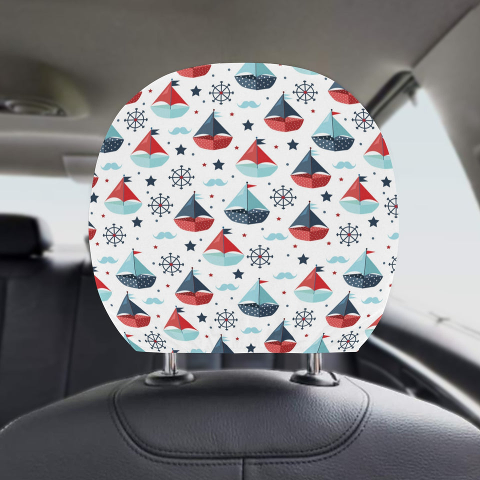 Cute color paper sailboat pattern Car Headrest Cover