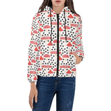 Red mushroom dot pattern Women's Padded Hooded Jacket