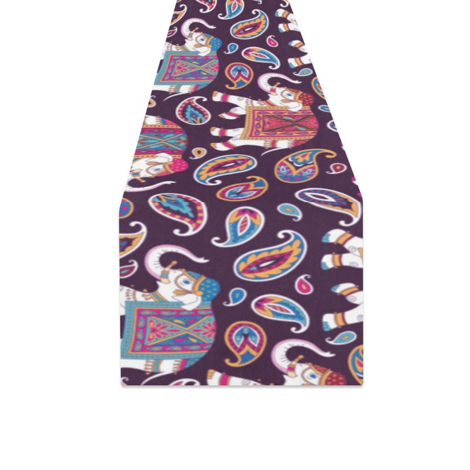 Elephant indian style ornament pattern Table Runner