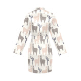 Llama Alpaca pattern Women's Long Sleeve Belted Night Robe