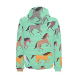 Colorful horses pattern Men's Padded Hooded Jacket