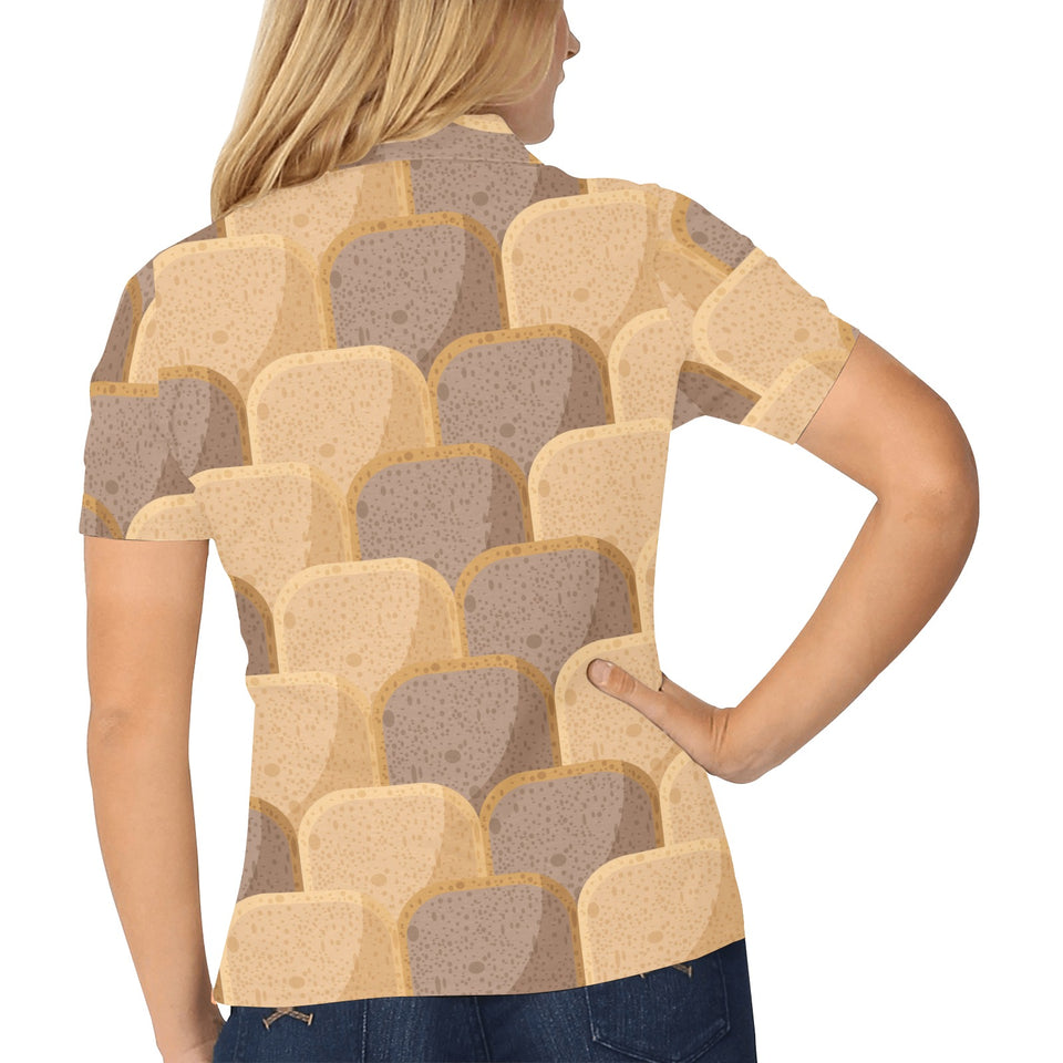 Bread Toast Pattern Print Design 04 Women's All Over Print Polo Shirt