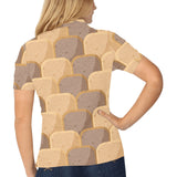 Bread Toast Pattern Print Design 04 Women's All Over Print Polo Shirt