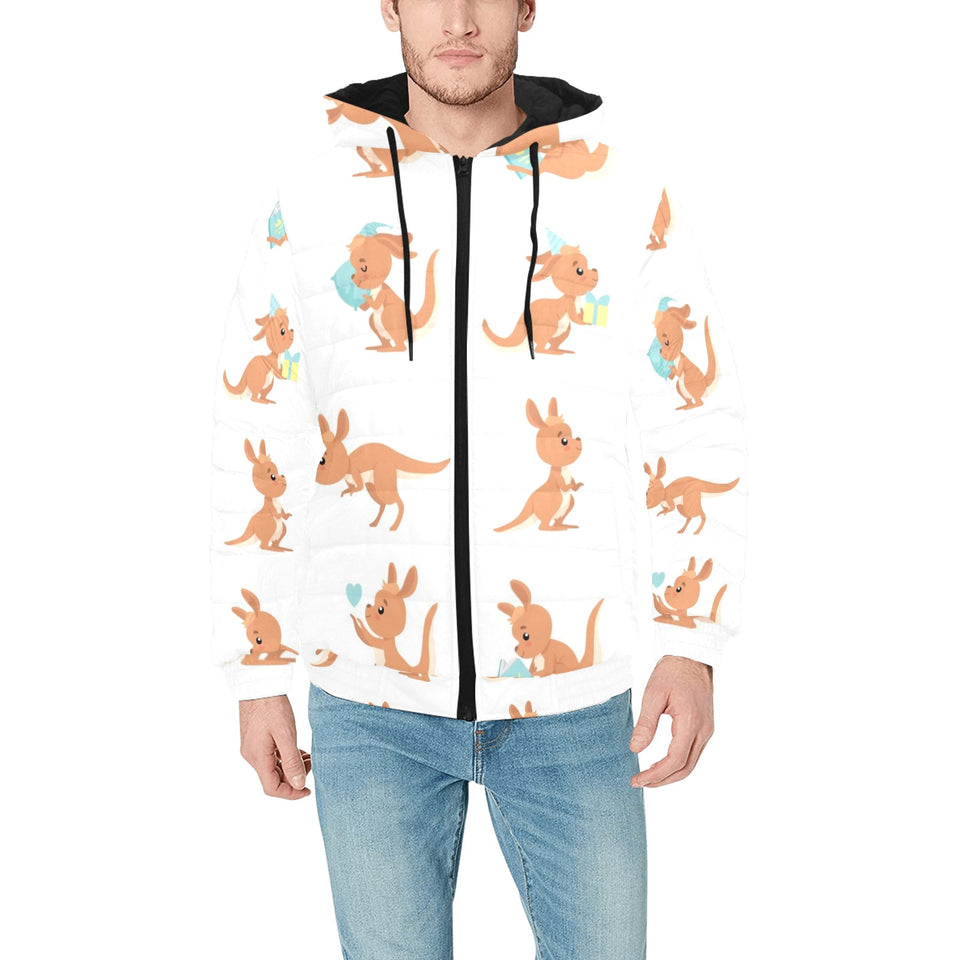 Cute Kangaroo pattern Men's Padded Hooded Jacket