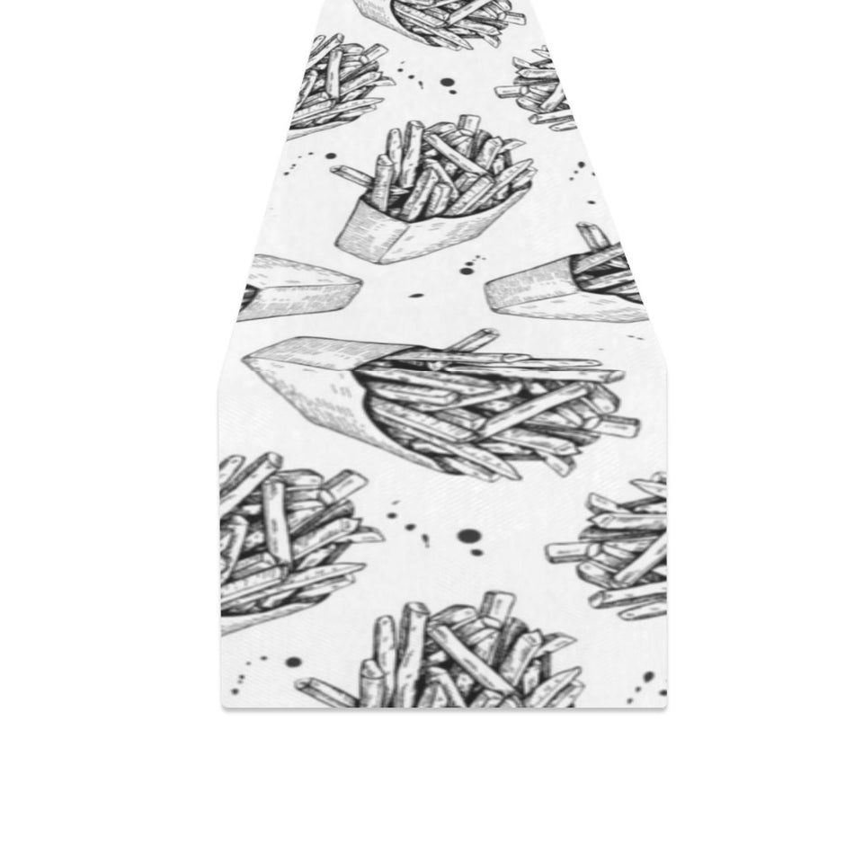 Hand drawn french fries pattern Table Runner