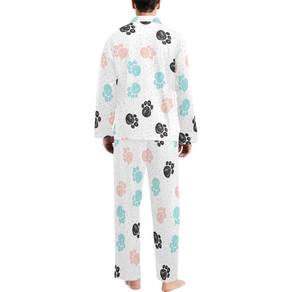 Dog Paws Pattern Print Design 04 Men's Long Pajama Set