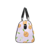 cute onions smiling faces purple background Travel Bag