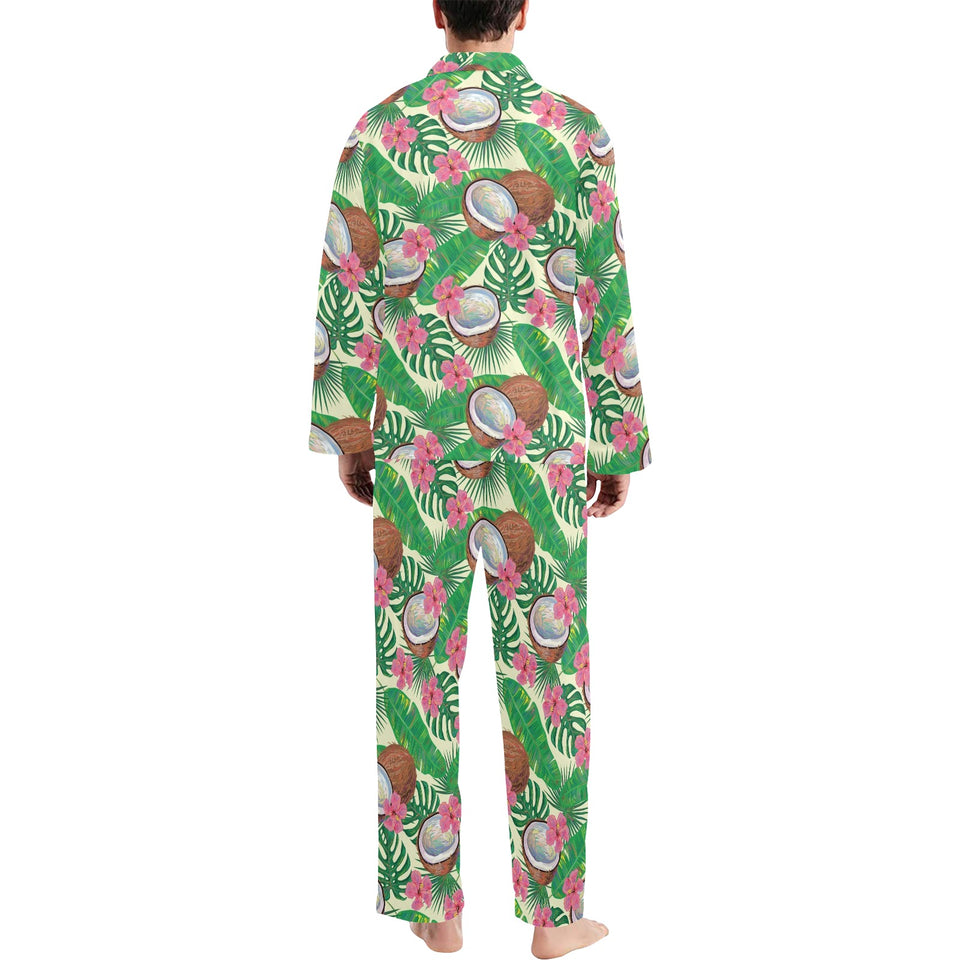 Coconut Pattern Print Design 01 Men's Long Pajama Set