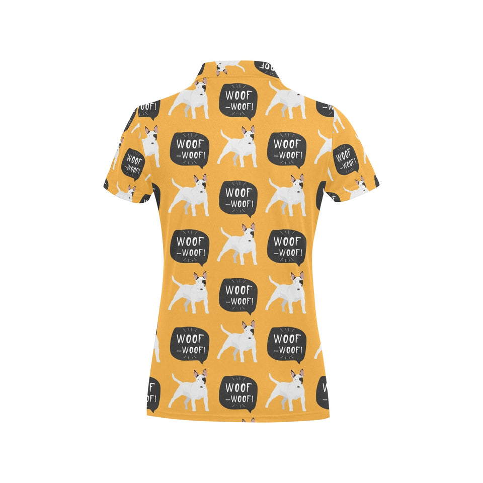 Bull Terrier Pattern Print Design 03 Women's All Over Print Polo Shirt