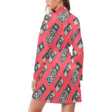 Camera Pattern Print Design 05 Women's Long Sleeve Belted Night Robe