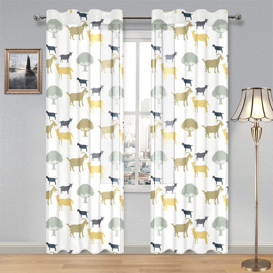 Silhouettes of goat and tree pattern Gauze Curtain