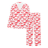 Lips Pattern Print Design 05 Women's Long Pajama Set