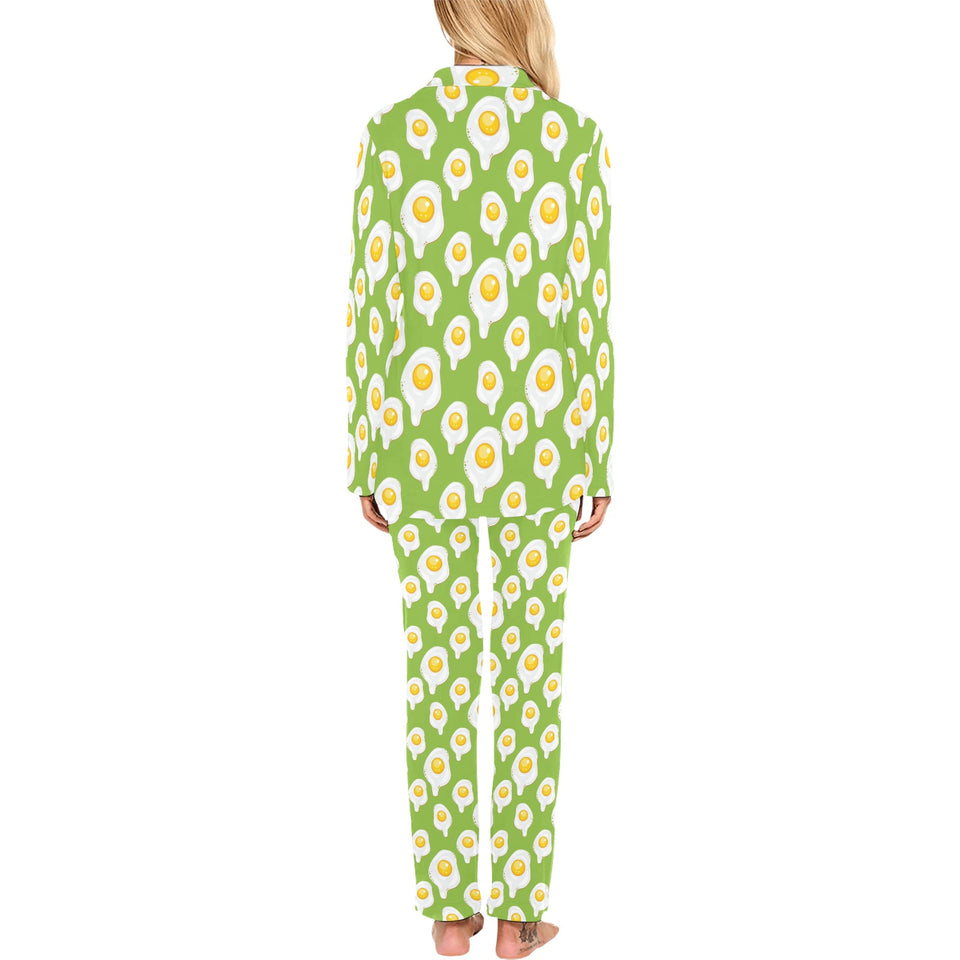 Fried Eggs Pattern Print Design 01 Women's Long Pajama Set