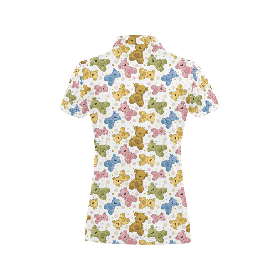 Teddy Bear Pattern Print Design 01 Women's All Over Print Polo Shirt