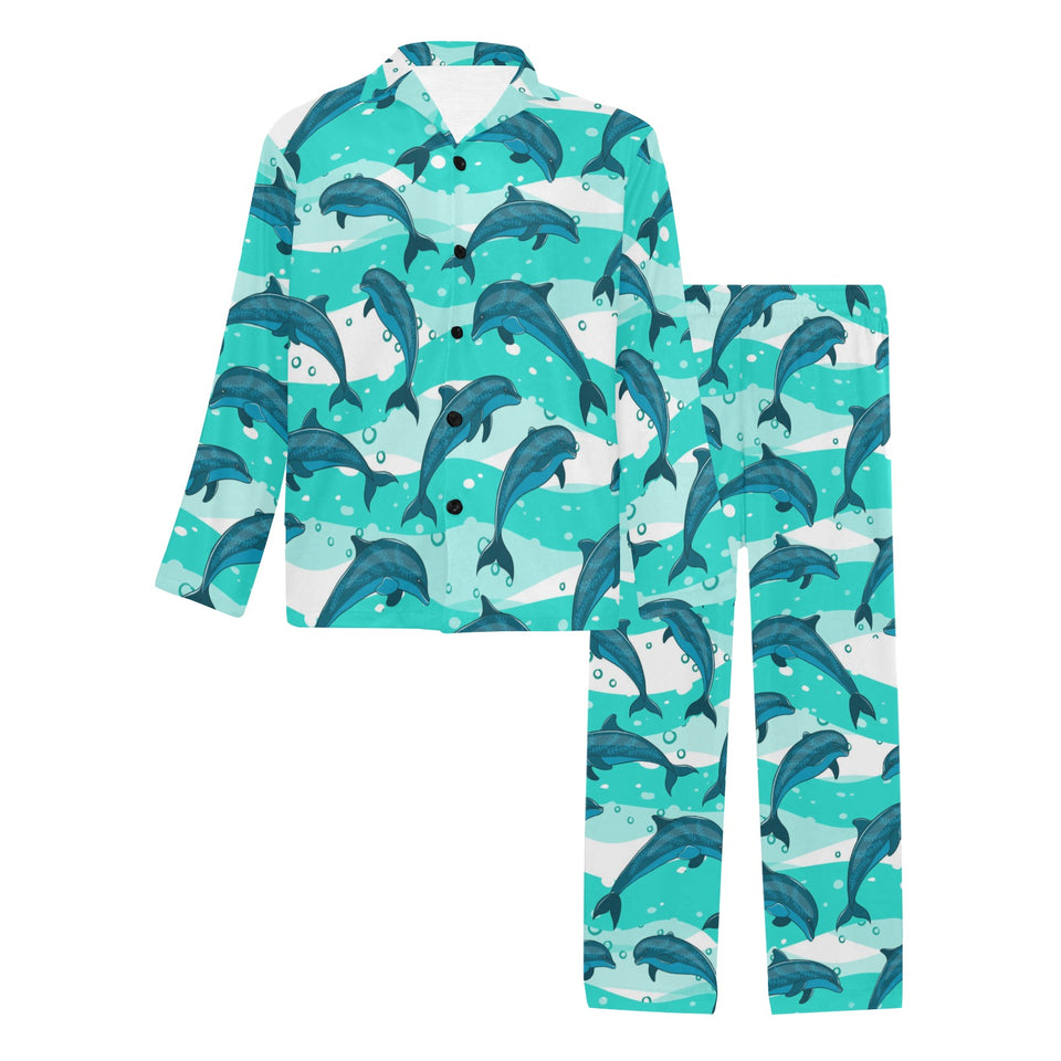 Dolphin sea pattern Men's Long Pajama Set