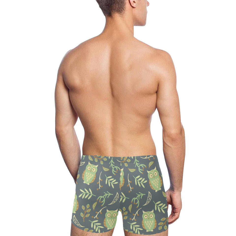 Cute owls leaves pattern Men's Swimming Trunks