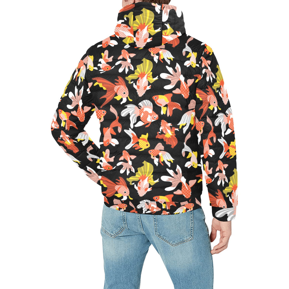 Goldfish Pattern Print Design 03 Men's Padded Hooded Jacket