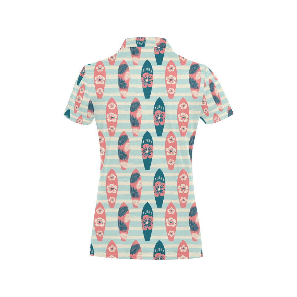 Surfboard Pattern Print Design 02 Women's All Over Print Polo Shirt