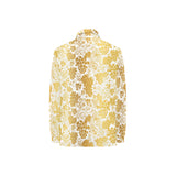 Gold grape pattern Women's Long Sleeve Polo Shirt