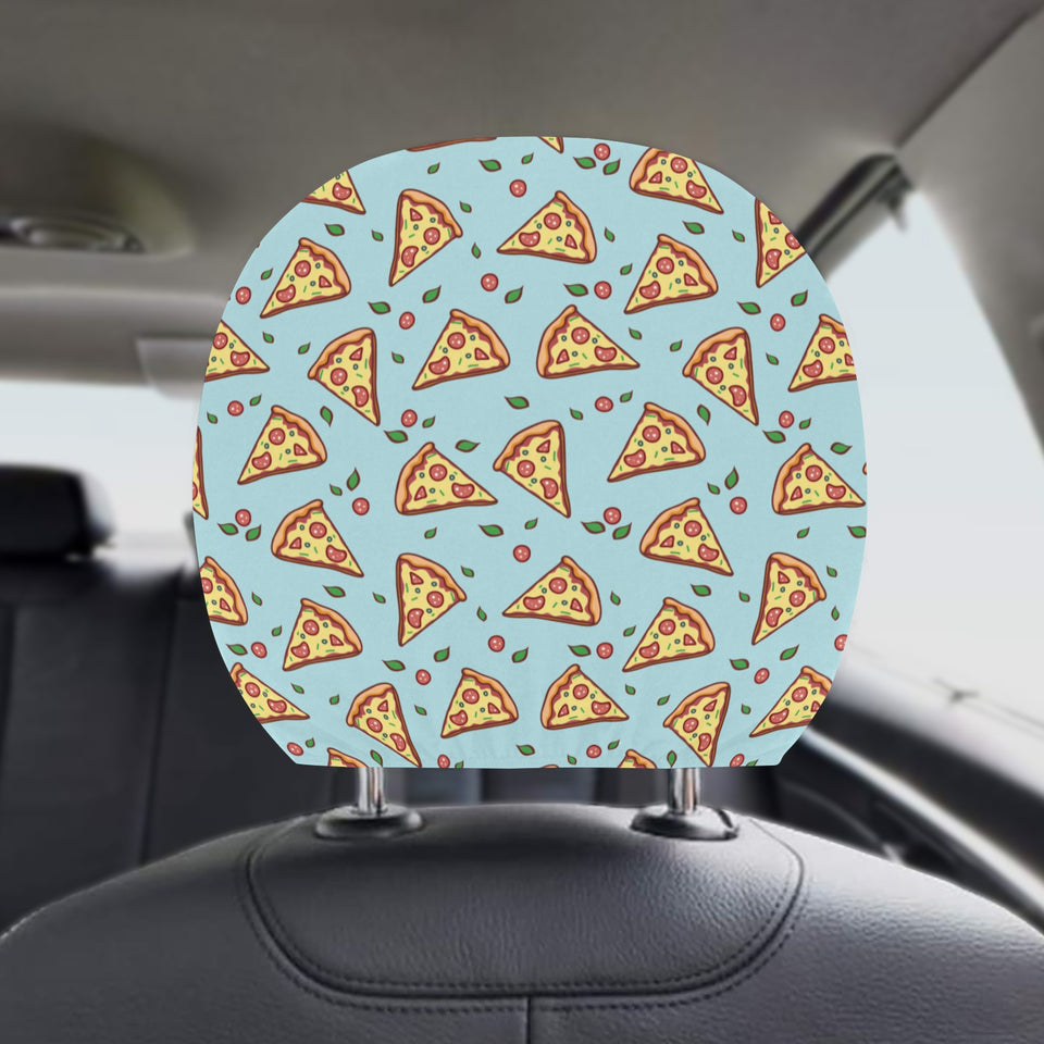 Hand drawn pizza blue background Car Headrest Cover