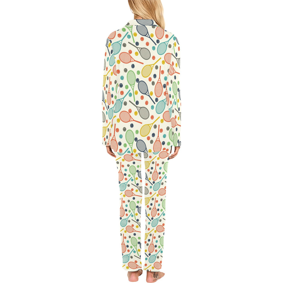 Tennis Pattern Print Design 03 Women's Long Pajama Set