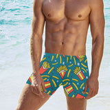 French fries red paper box pattern Men's Swimming Trunks