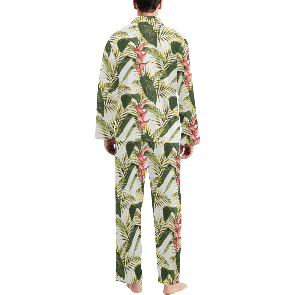 heliconia pattern Men's Long Pajama Set