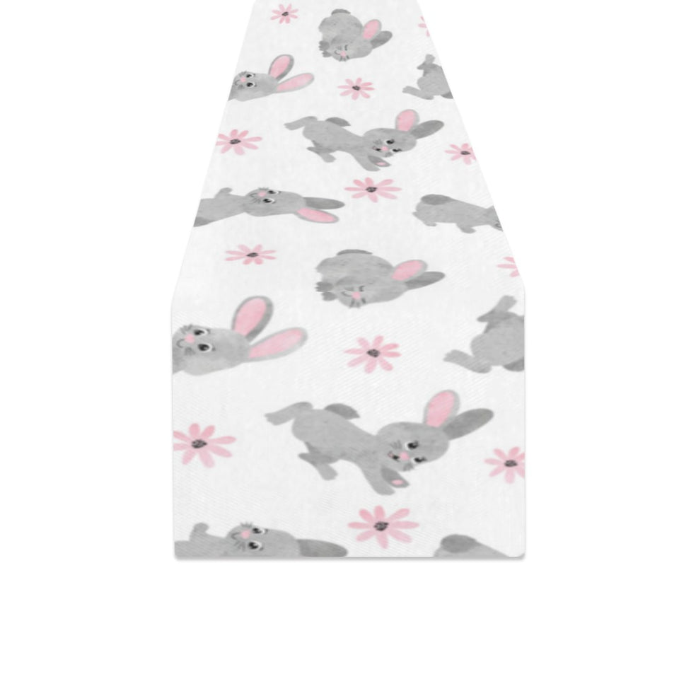 Watercolor cute rabbit pattern Table Runner