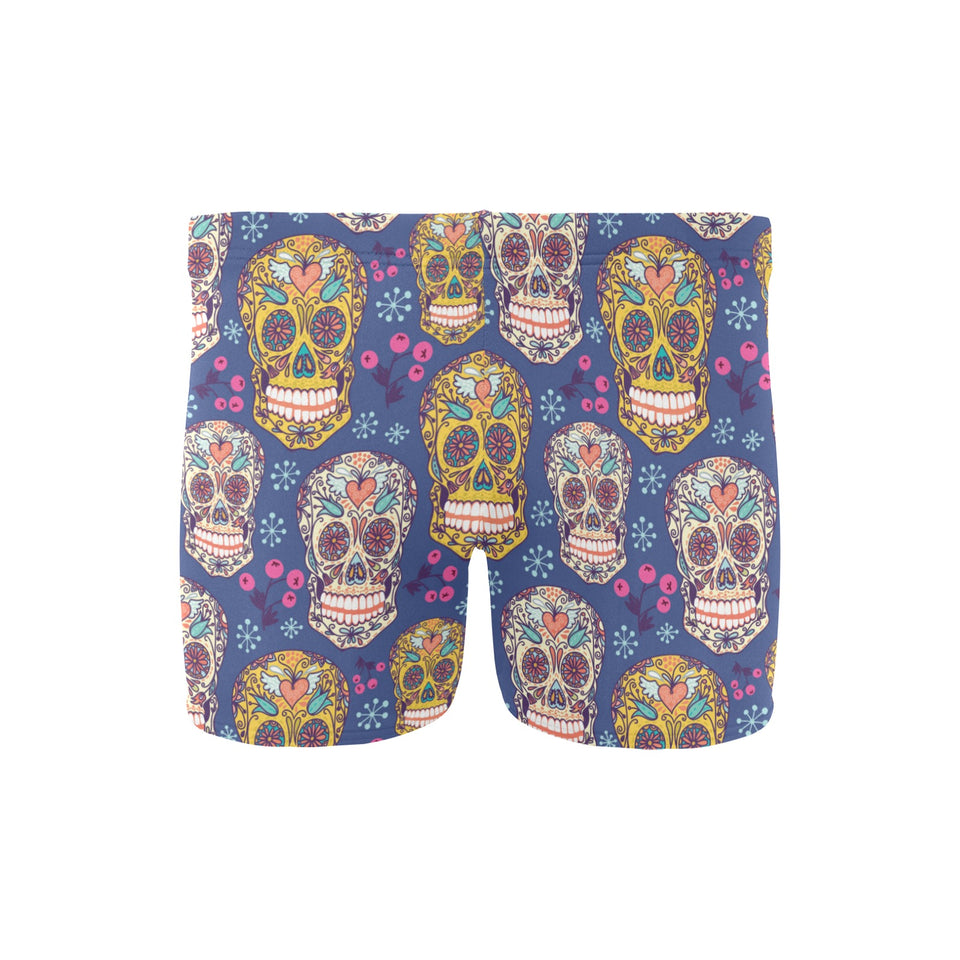 Sugar skull flower pattern Men's Swimming Trunks
