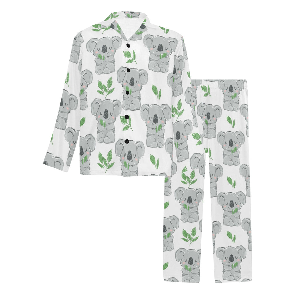 Hand drawn Koala leaves pattern Men's Long Pajama Set