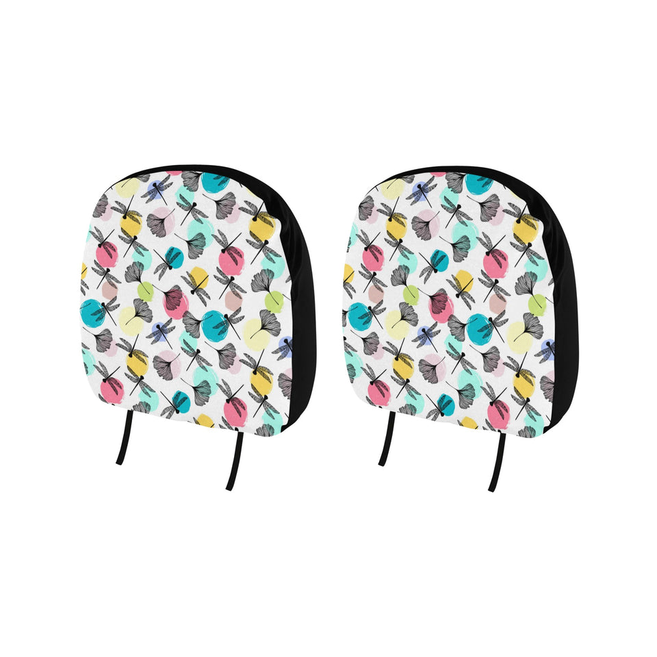 Dragonflies ginkgo leaves pattern Car Headrest Cover