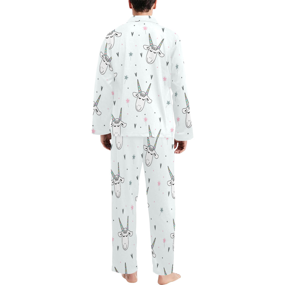 Cute goat design pattern Men's Long Pajama Set