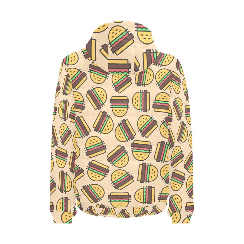 Hamburger Pattern Print Design 01 Men's Padded Hooded Jacket