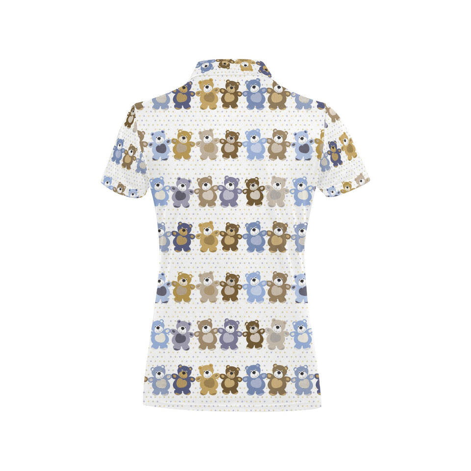 Teddy Bear Pattern Print Design 02 Women's All Over Print Polo Shirt