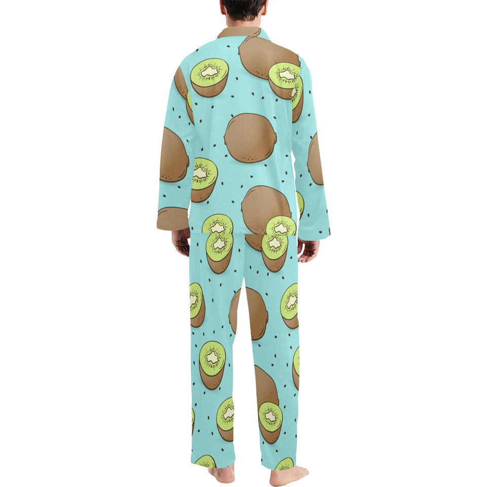 Kiwi blue background Men's Long Pajama Set