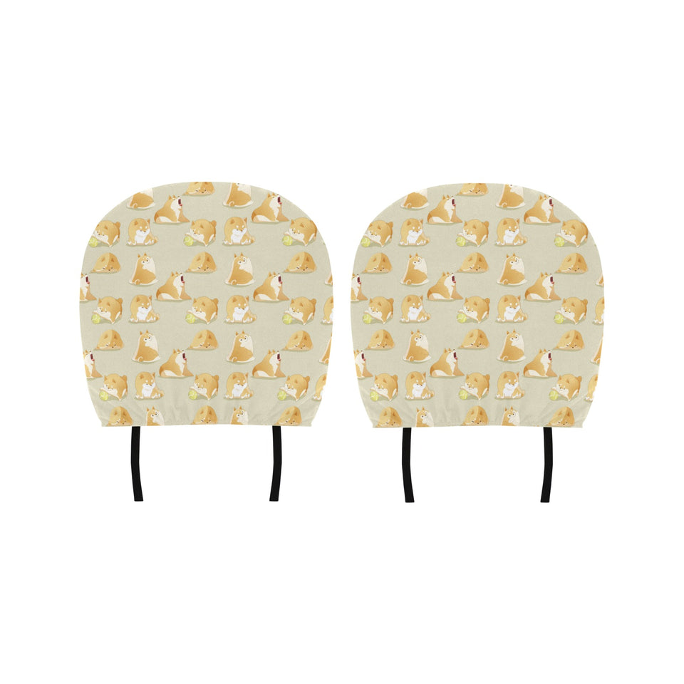 Cute fat shiba inu dog pattern Car Headrest Cover