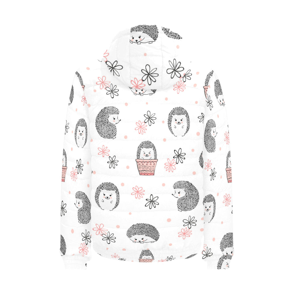 Hedgehog Pattern Print Design 02 Men's Padded Hooded Jacket