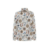 Cute nautical steering wheel anchor pattern Women's Long Sleeve Polo Shirt