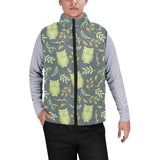 Cute owls leaves pattern Men's Padded Vest