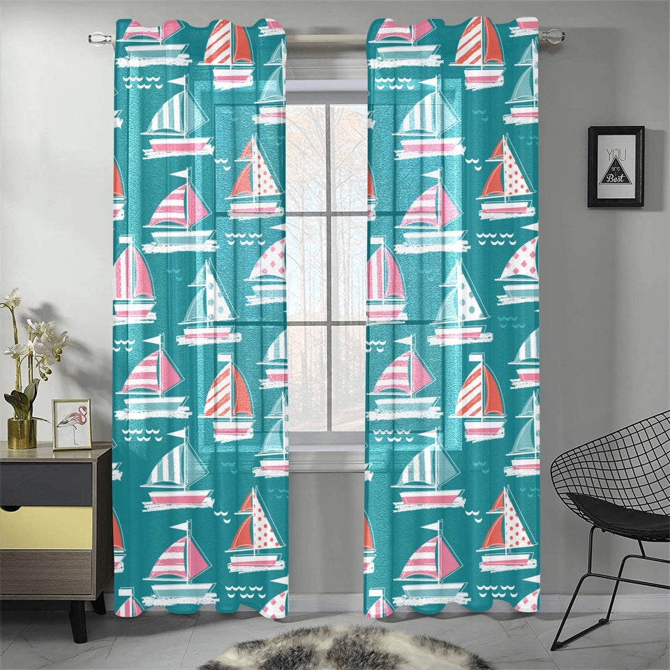 Cute sailboat pattern Gauze Curtain