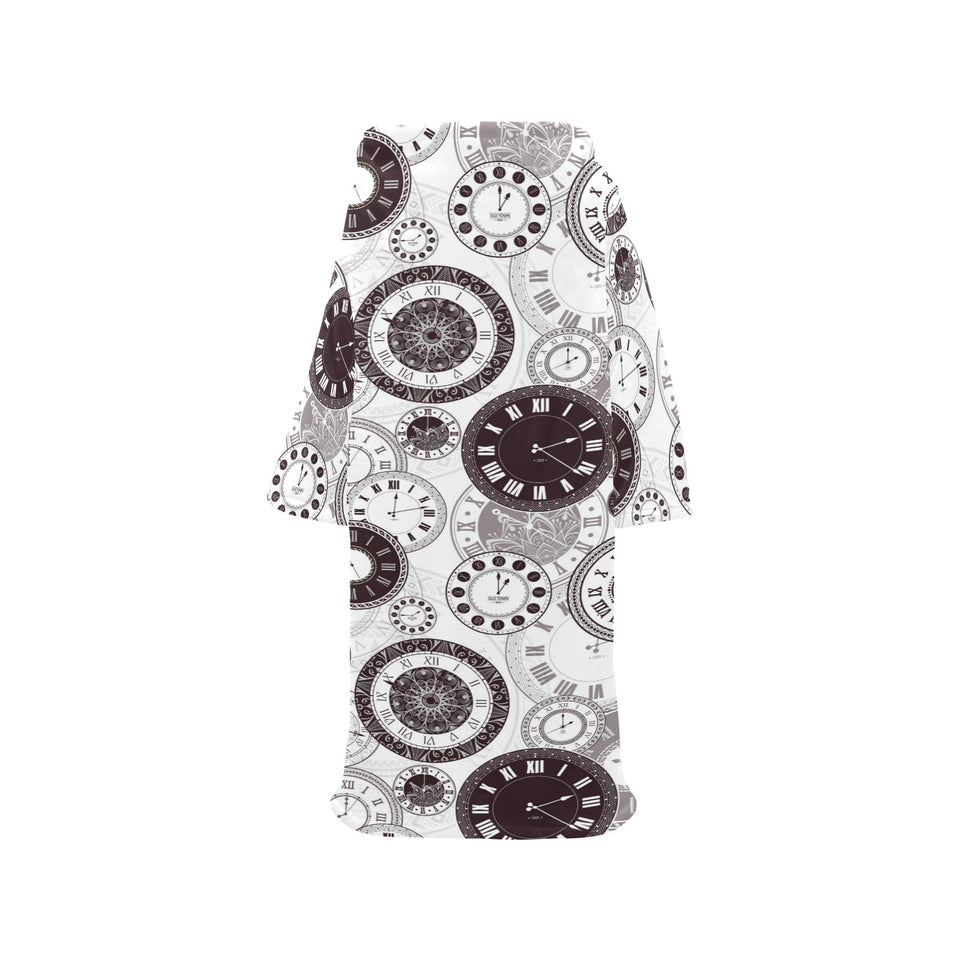 Classic vintage clock pattern Blanket Robe with Sleeves