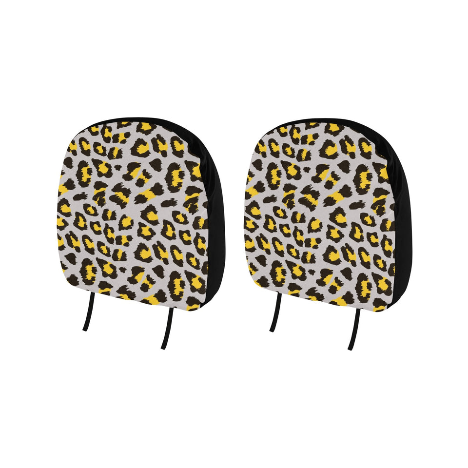 Gray Leopard print pattern Car Headrest Cover