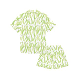 Green Peas Pattern Print Design 03 Kids' Boys' Girls' V-Neck Short Pajama Set