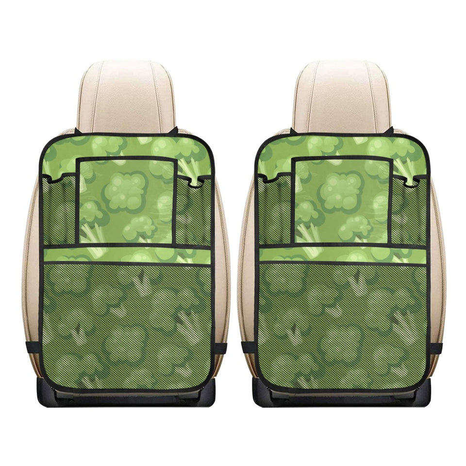 Broccoli pattern green background Car Seat Back Organizer
