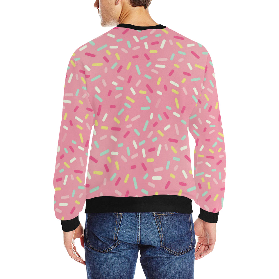 Pink donut glaze candy pattern Men's Crew Neck Sweatshirt