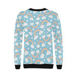 Cute rainbow clound star pattern blue background Women's Crew Neck Sweatshirt