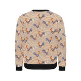 Cute rooster chicken cock floral ornament backgrou Men's Crew Neck Sweatshirt